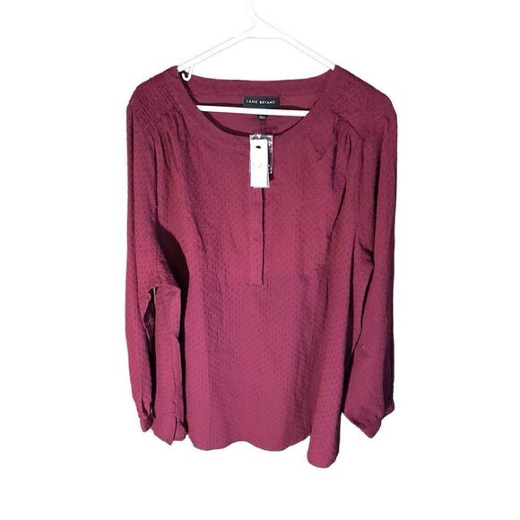 Lane bryant maroon long sleeve blouse top SZ 18 New with tags career - Picture 3 of 5